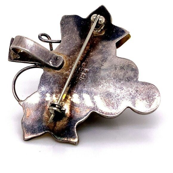 VTG Taxco Mexico‎ Sterling Silver & Brass Grapes & Leaves Brooch Pendant! - Picture 6 of 6